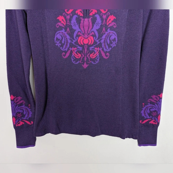Athleta sz XS Stoked 1/2 Zip Pullover Knit Sweater Purple Floral Lotus Athletic - Picture 5 of 8
